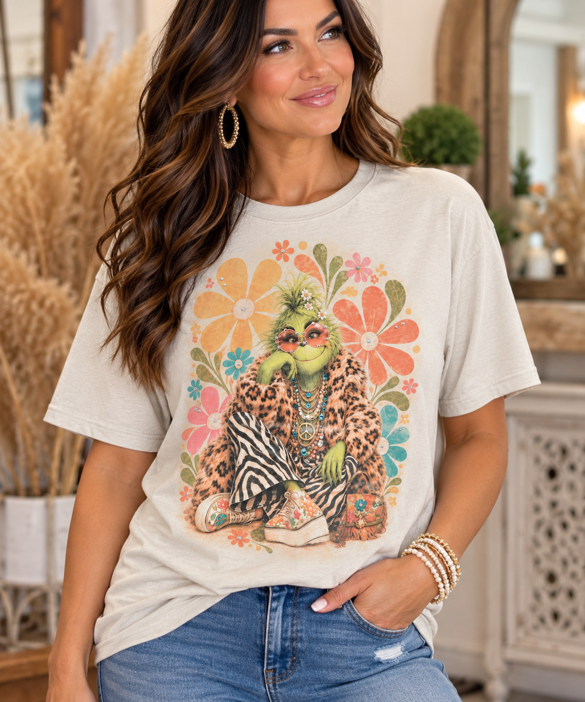 Grinch Floral Tshirt-1