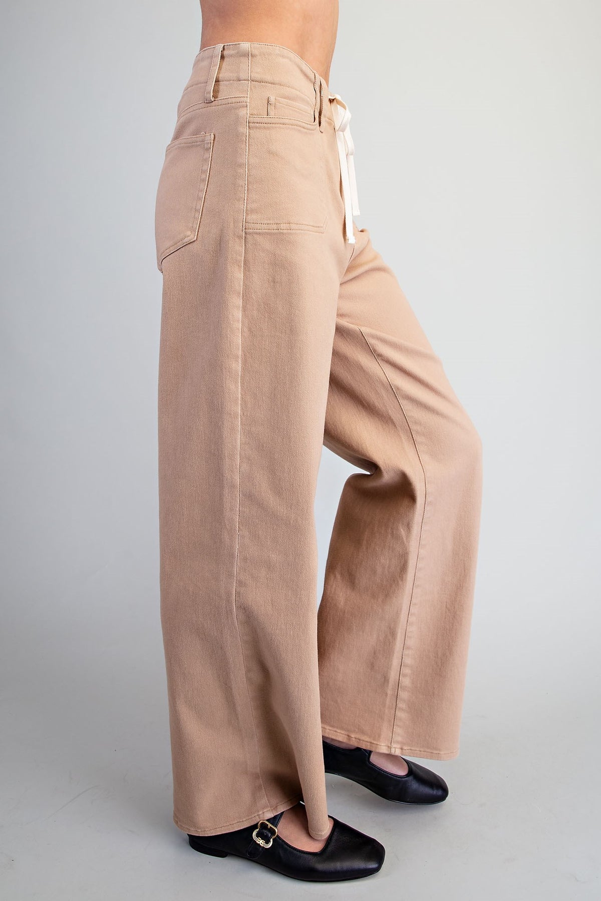 Drawstring Patch Pocket Pants-2