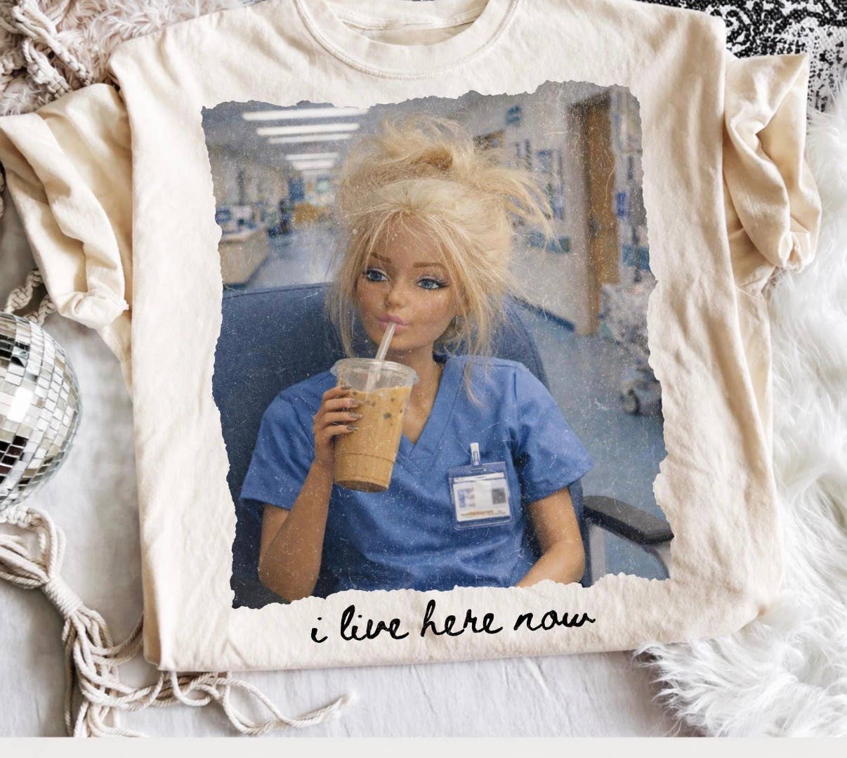 Nurse I Live Here Now Funny Graphic Tee