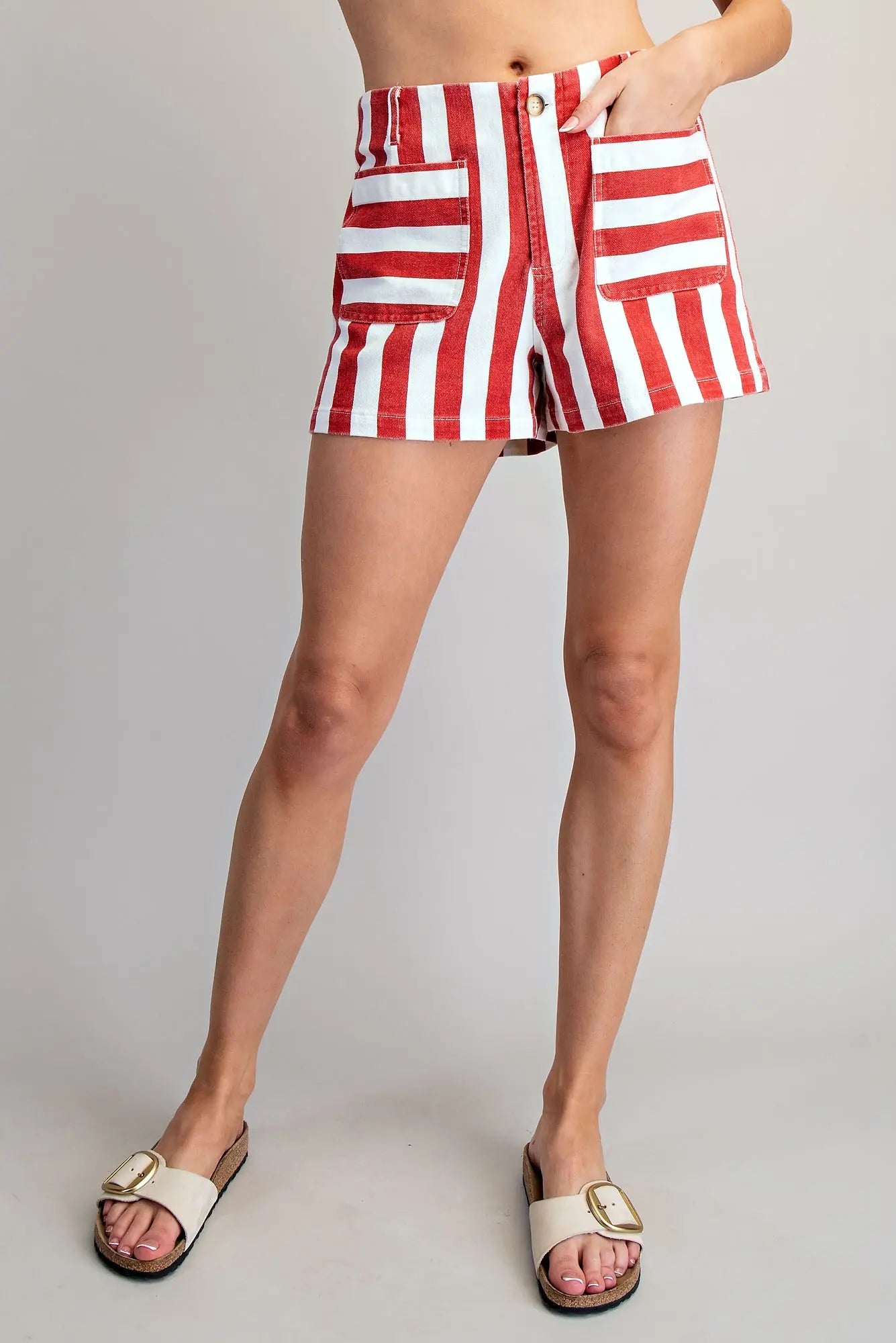 ee:some Red and White Striped shorts