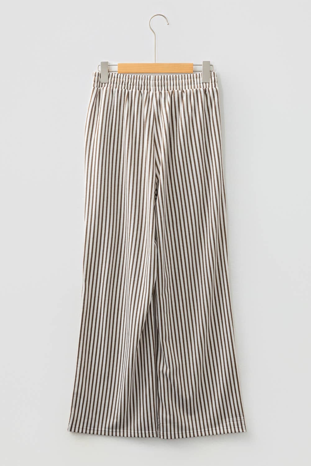 Stripe Elastic High Waist Pocketed Loose Pants (S-XL)