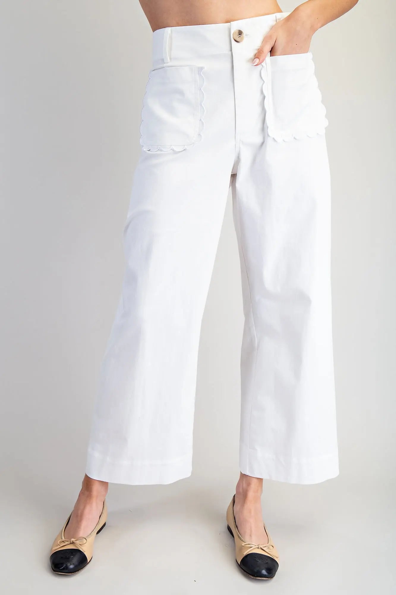 ee:some White Wide Leg Jeans