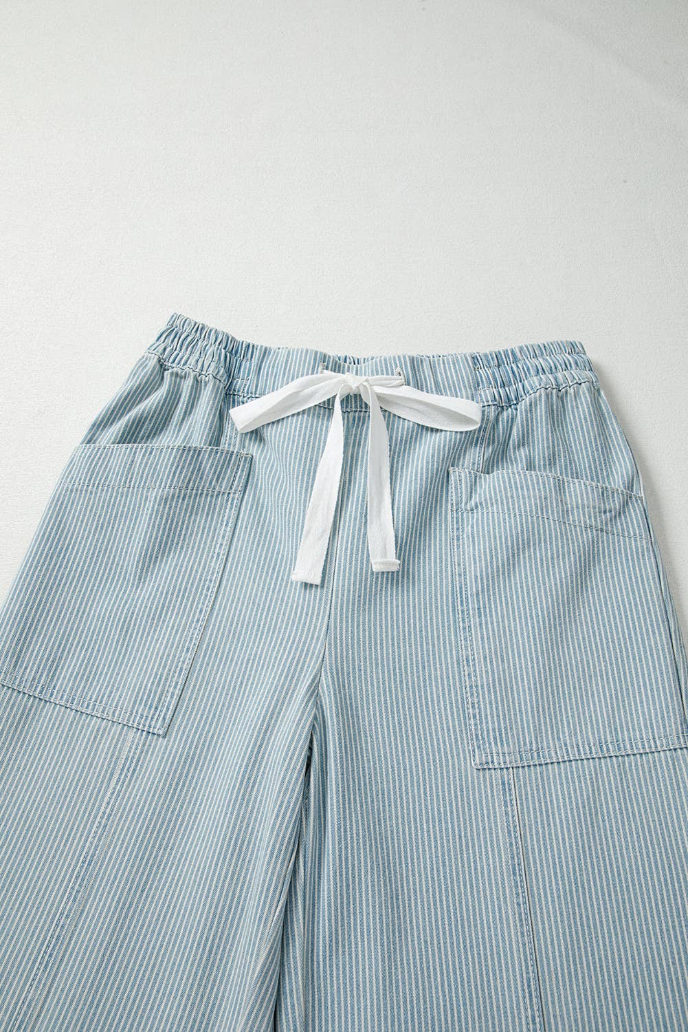 66 Spring 2026 Stripe Mid Rise Drawstring Waist Denim Jeans