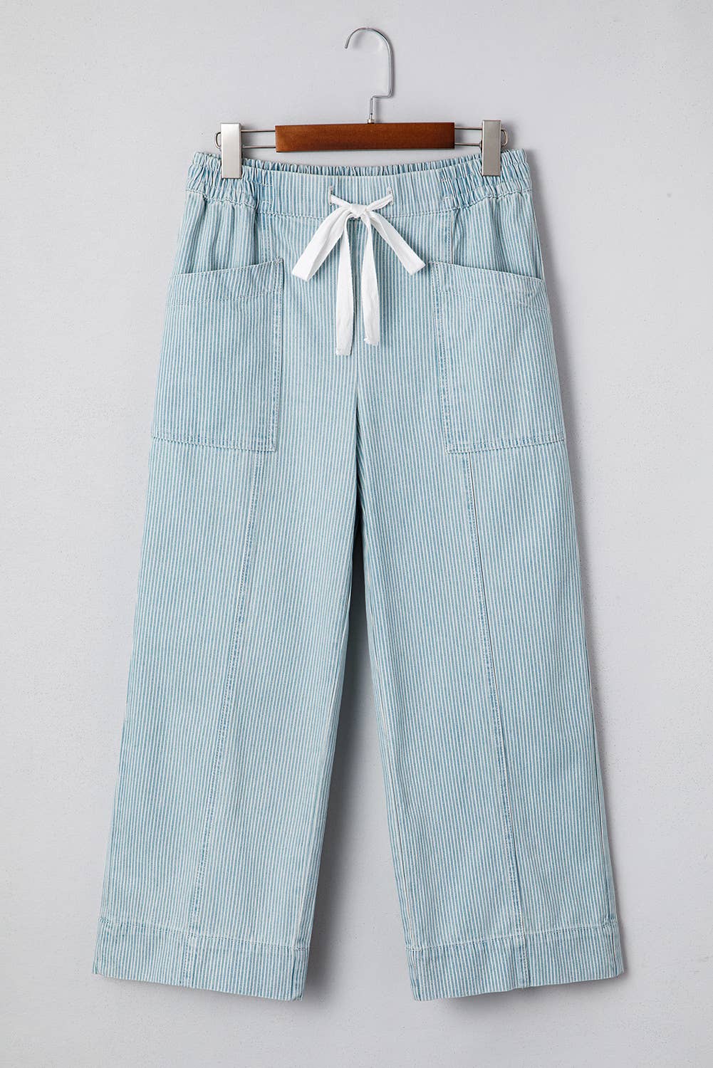 66 Spring 2026 Stripe Mid Rise Drawstring Waist Denim Jeans