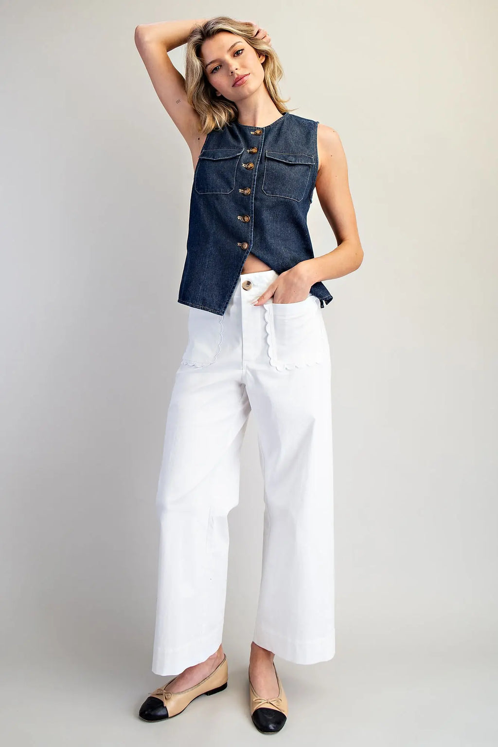 ee:some White Wide Leg Jeans