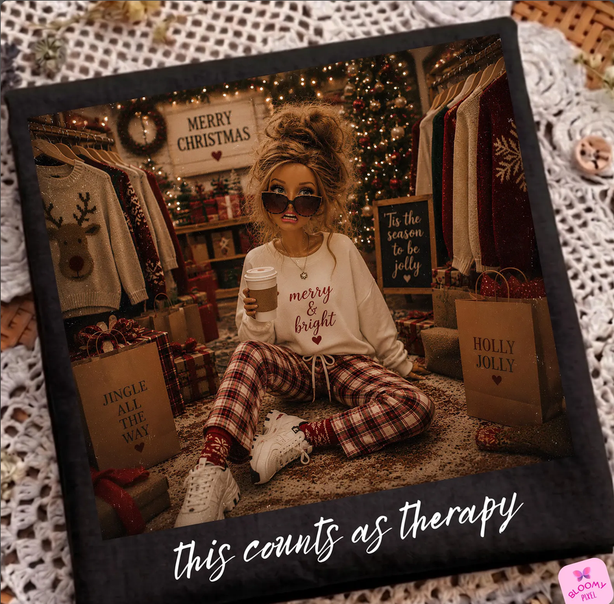 Christmas Shopping Therapy Graphic Tee-1