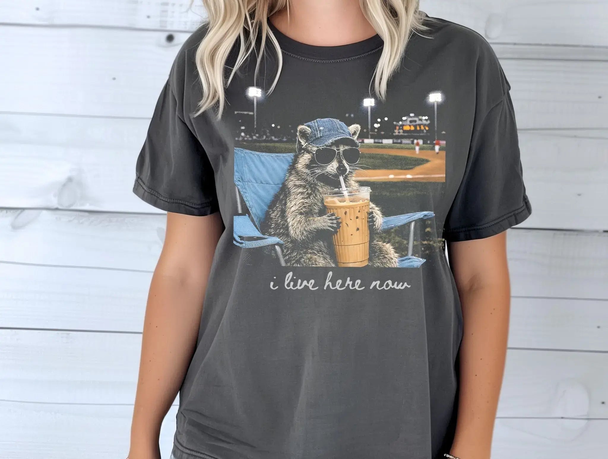 Raccoon I Live Here Now - Funny Graphic Tee