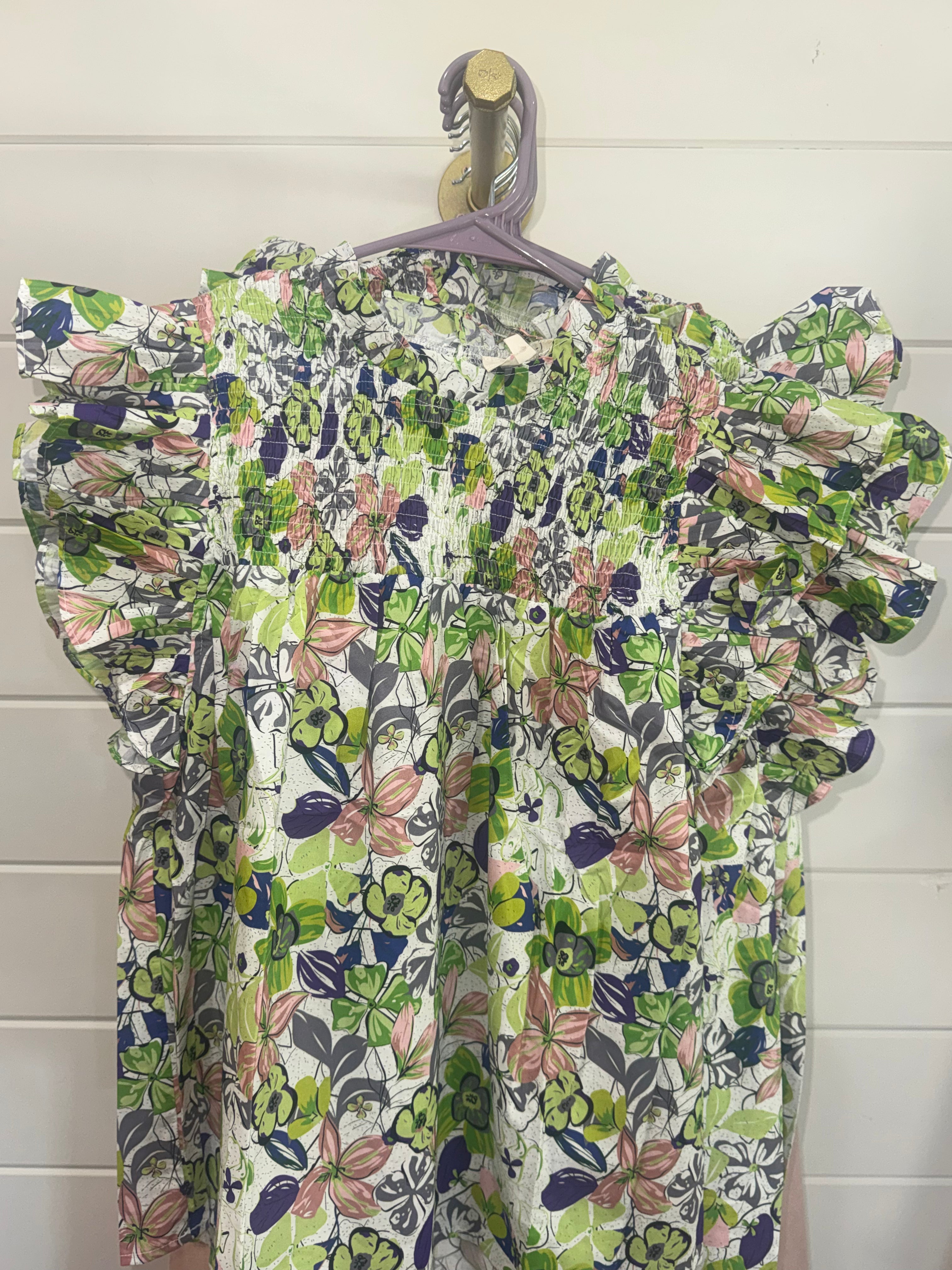 Entro floral ruffled short sleeve
