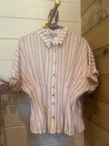 She & Sky pink and white striped short sleeve