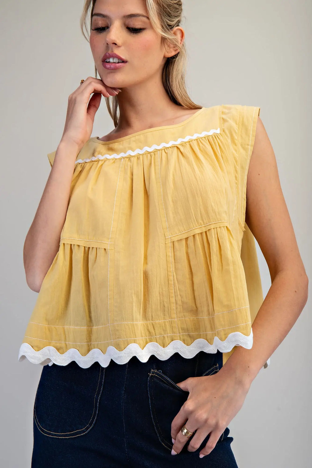 Soft Washed Scalloped Hem Blouse