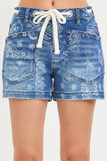 Slouchy Paisley Print Patch Pocket Shorts
