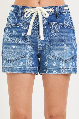 Slouchy Paisley Print Patch Pocket Shorts