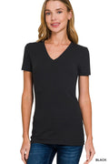 Basic Cotton V-neck Short Sleeve Tee