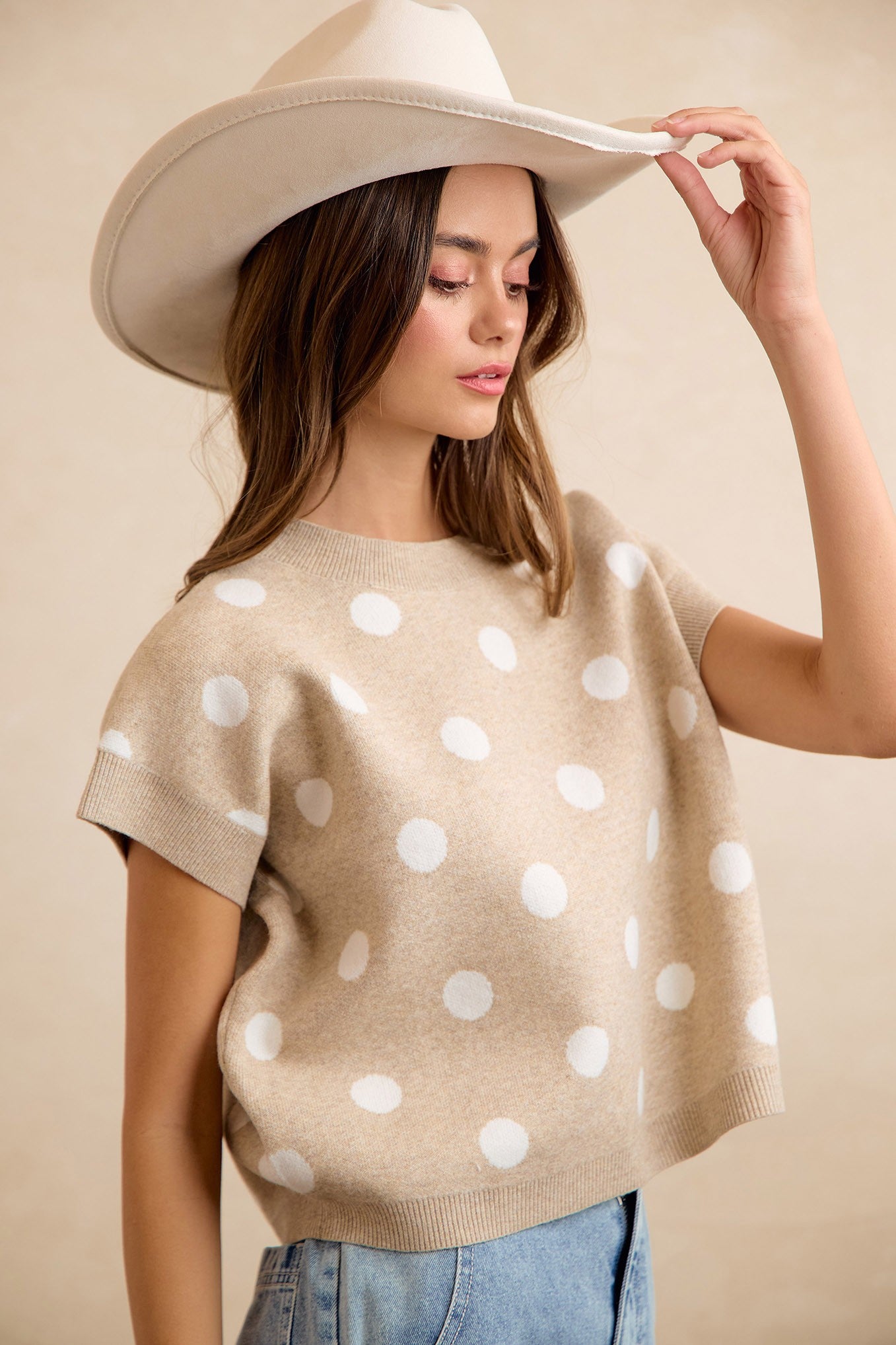Polka Dot Knit Sleeveless Top