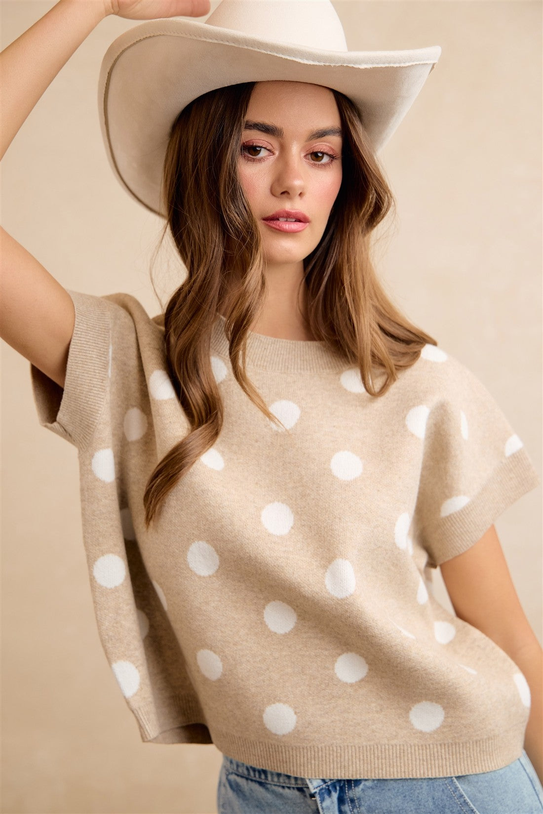 Polka Dot Knit Sleeveless Top