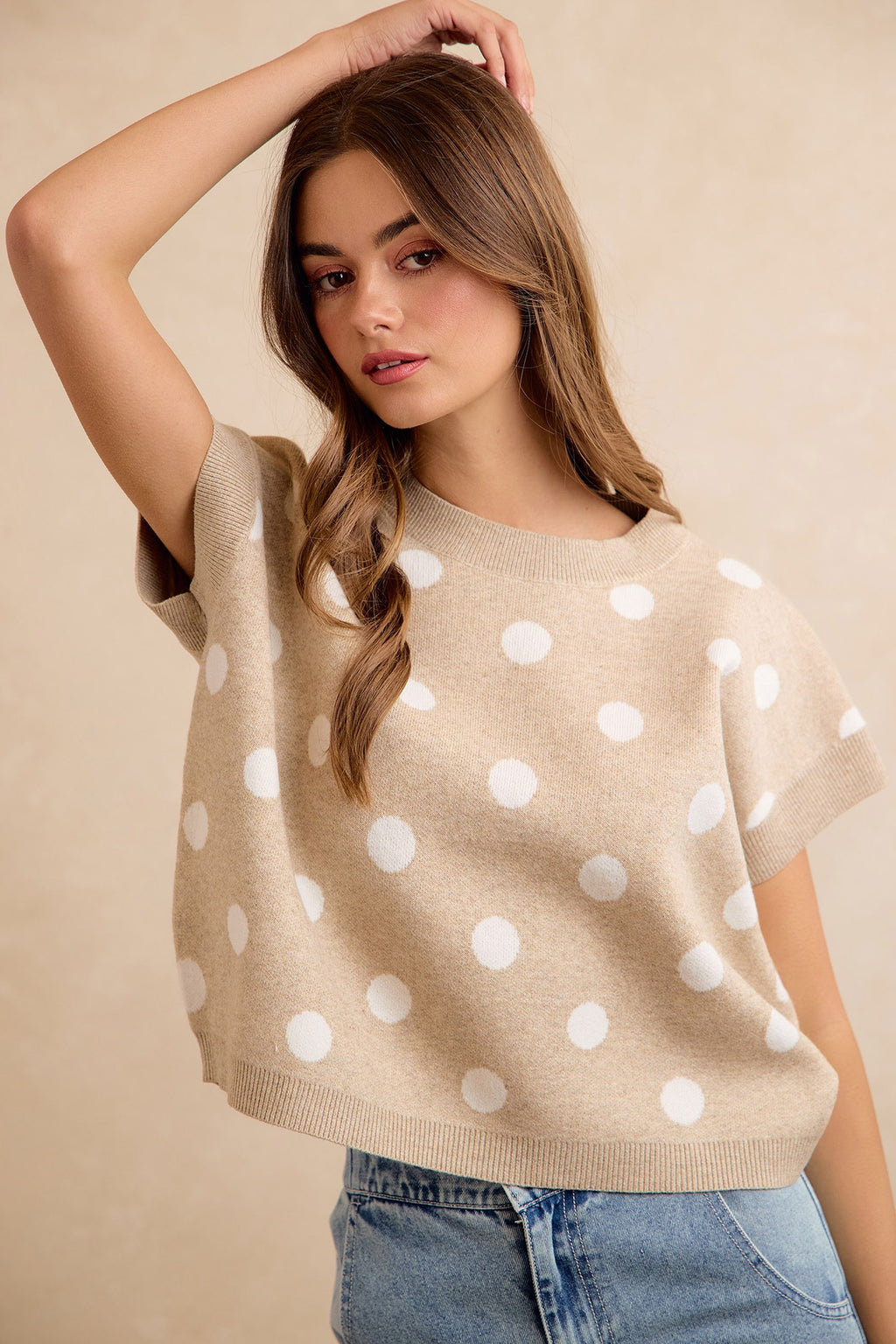 Polka Dot Knit Sleeveless Top