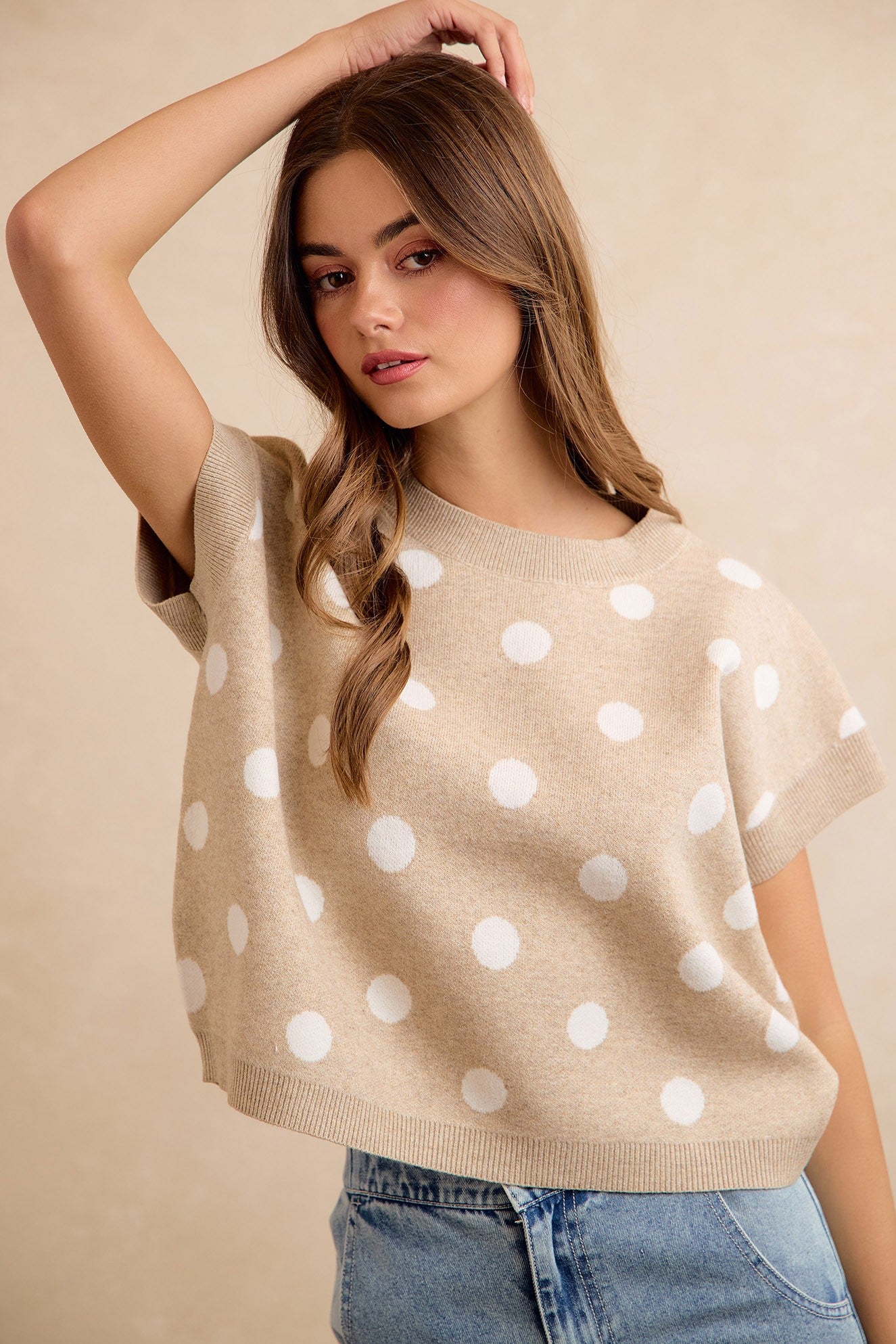 Polka Dot Knit Sleeveless Top