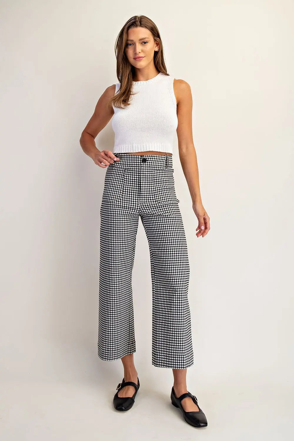 Gingham Straight Leg Pants