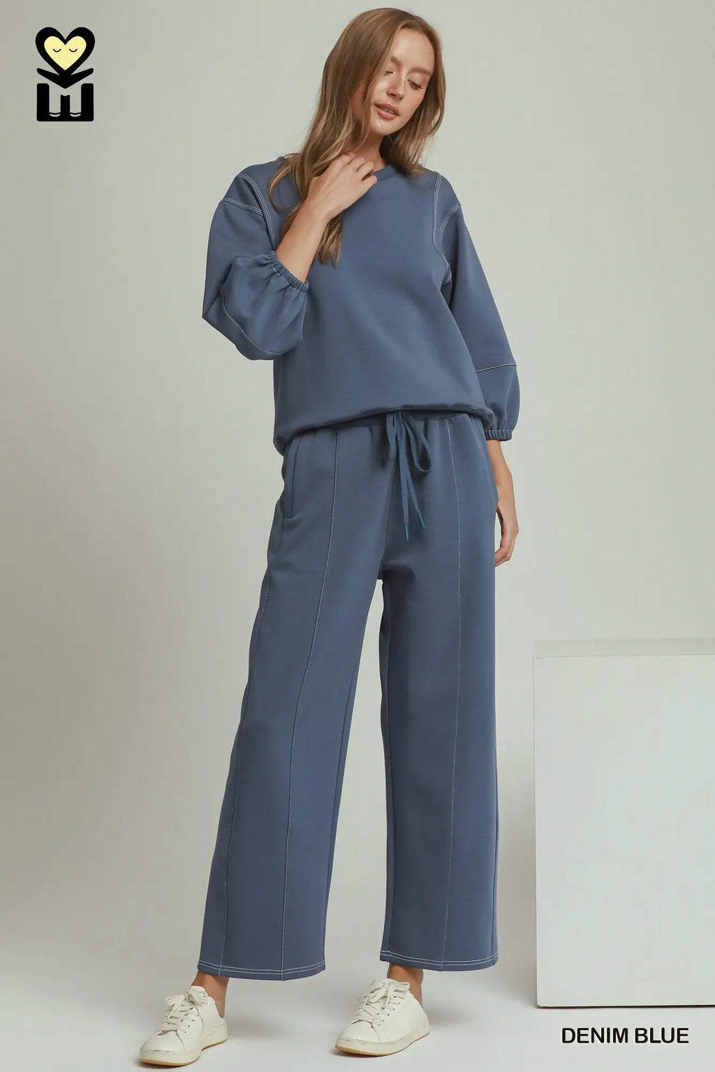 Denim Blue Contrast Stitch Pants