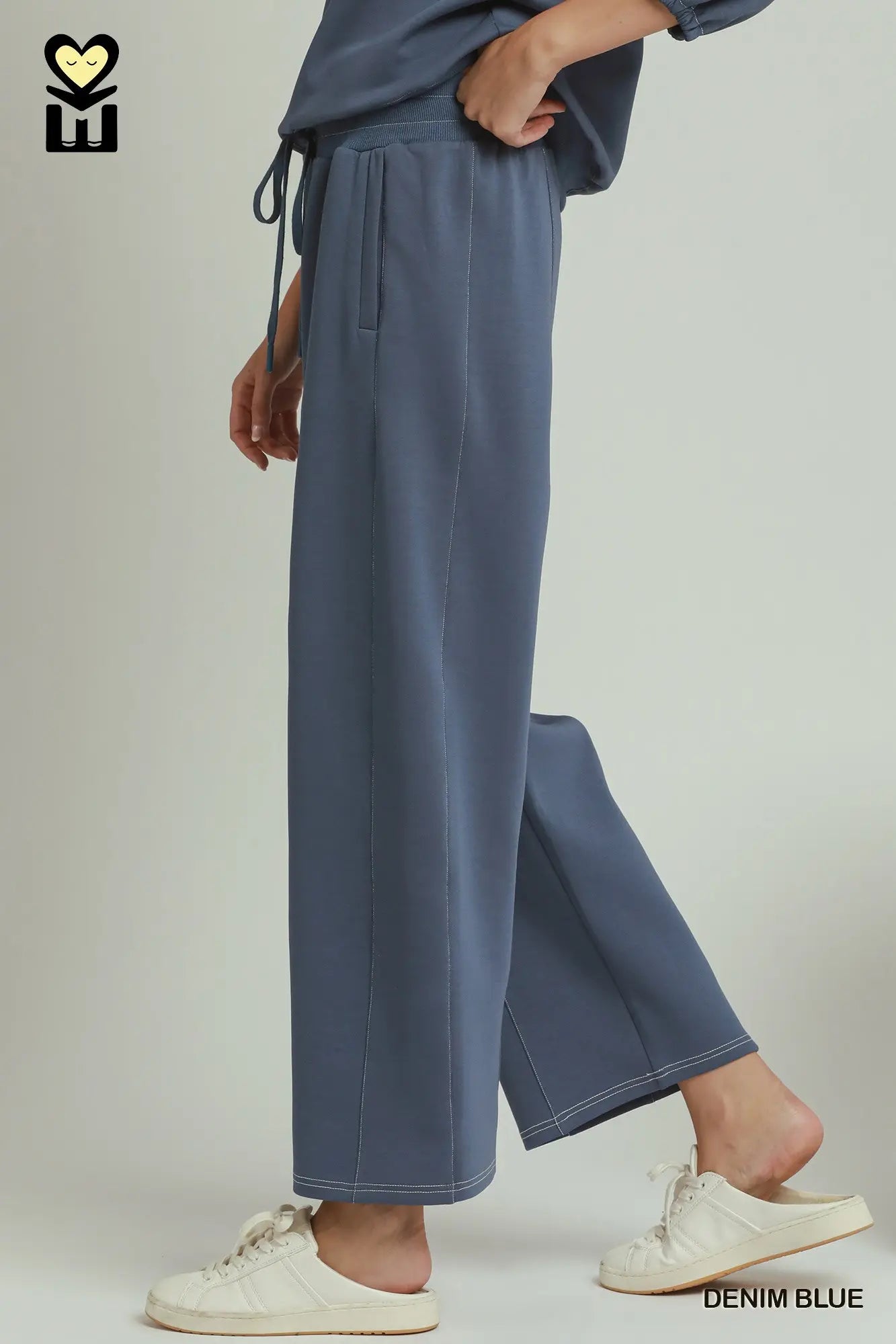 Denim Blue Contrast Stitch Pants