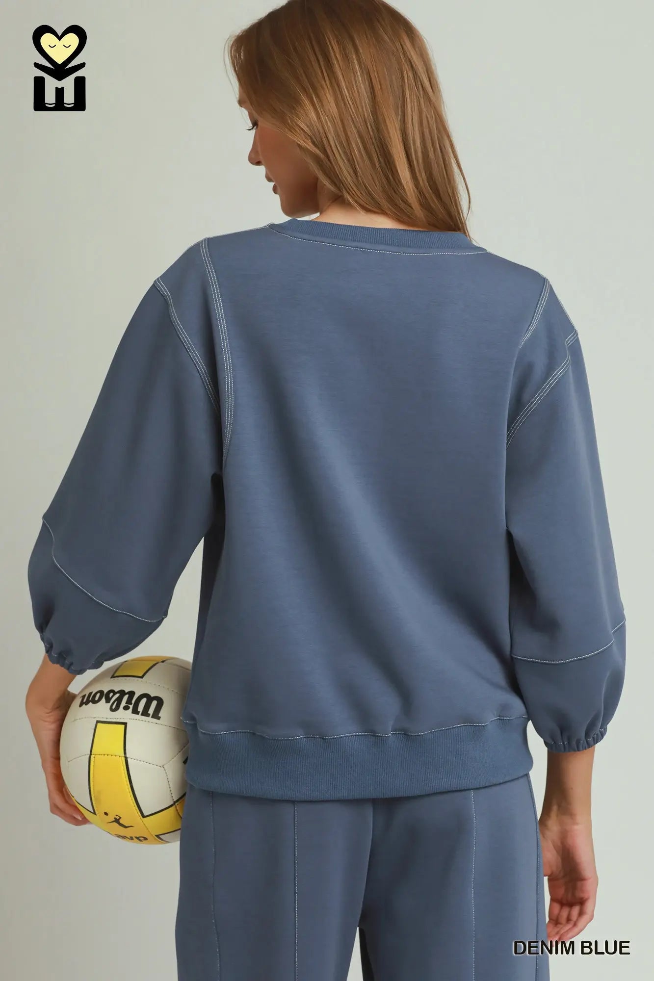 Denim Blue Contrast Stitch Top