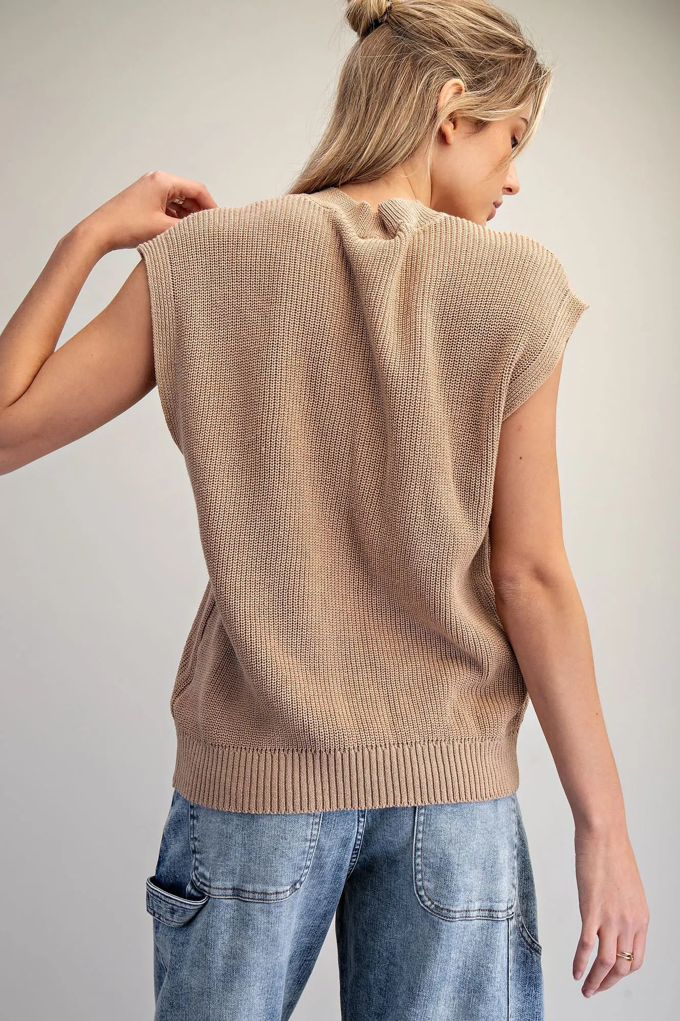 Solid Button Down Knit Top