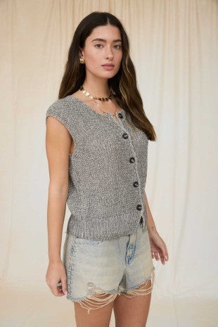 JOA Sleeveless Gray Sweater