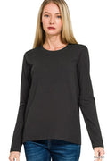 Cotton Crew Neck Long Sleeve T-shirt