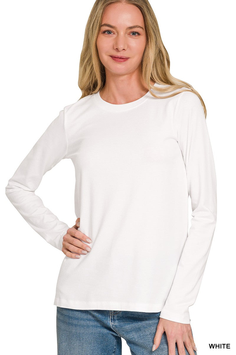 Cotton Crew Neck Long Sleeve T-shirt