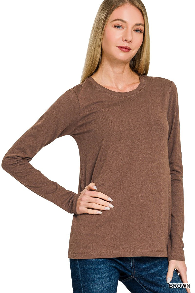 Cotton Crew Neck Long Sleeve T-shirt