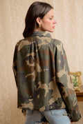 Camo Printed Hooded Windbreaker Jacket Top