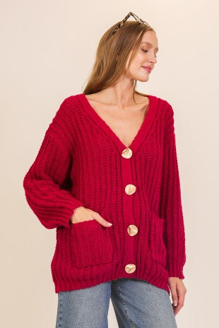 Oversized Chunky Knit Button Cardigan