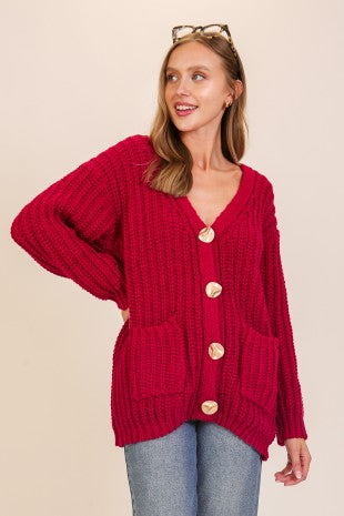 Oversized Chunky Knit Button Cardigan
