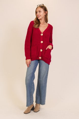 Oversized Chunky Knit Button Cardigan