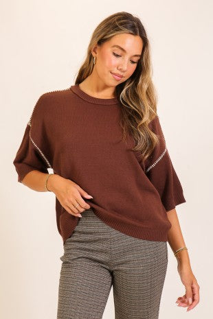 Relaxed Knit Short Sleeve Sweater