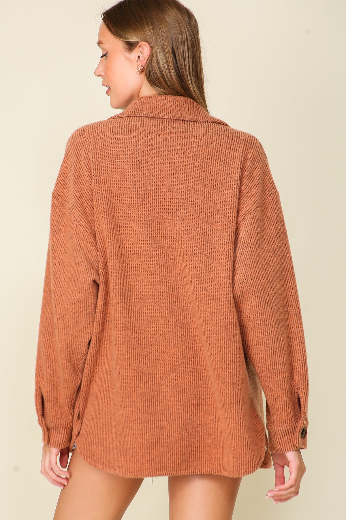 Cozy Brushed Waffle Oversized Shacket