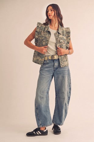 Washed Camo Reverie Sculpted Denim Vest-2
