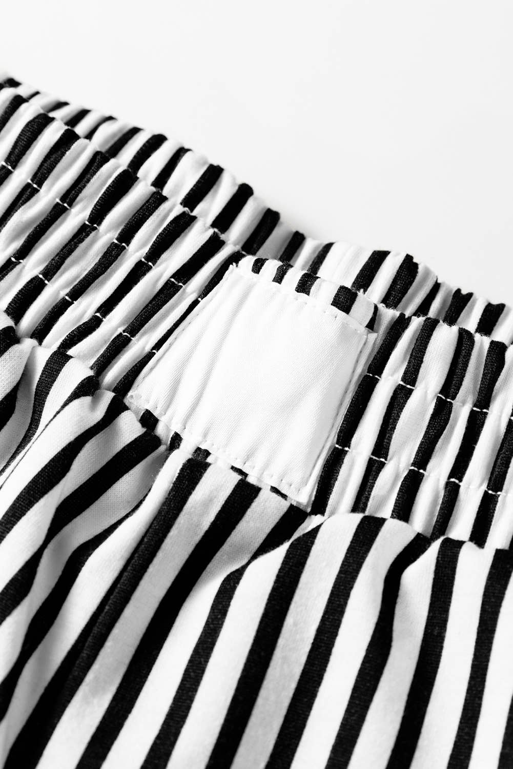 Stripe Elastic High Waist Pocketed Loose Pants (S-XL)