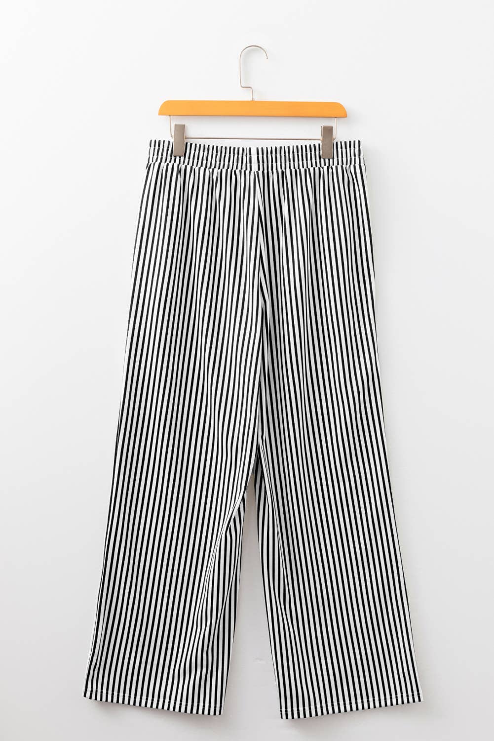 Stripe Elastic High Waist Pocketed Loose Pants (S-XL)