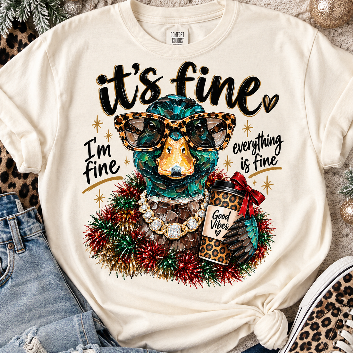 It’s Fine Christmas Duck Tee-1