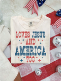 Loves Jesus & America Too Graphic Tee White