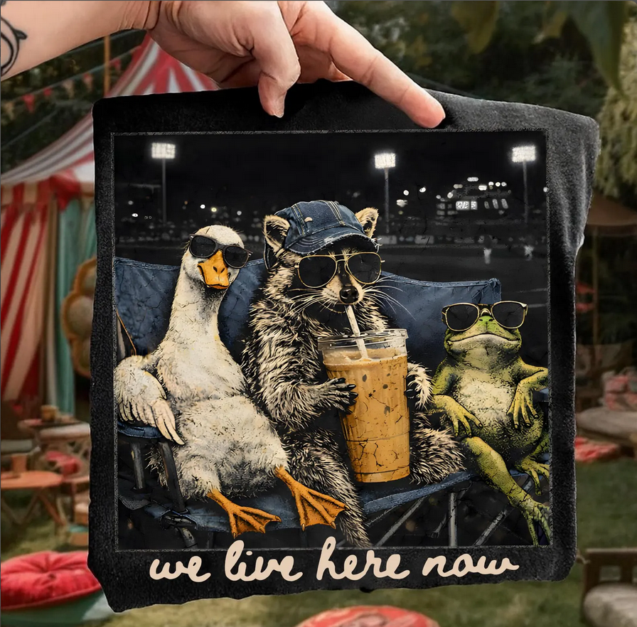 We Live Here Now Funny Graphic Tee