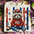 Striped Raccoon USA Graphic Tee White