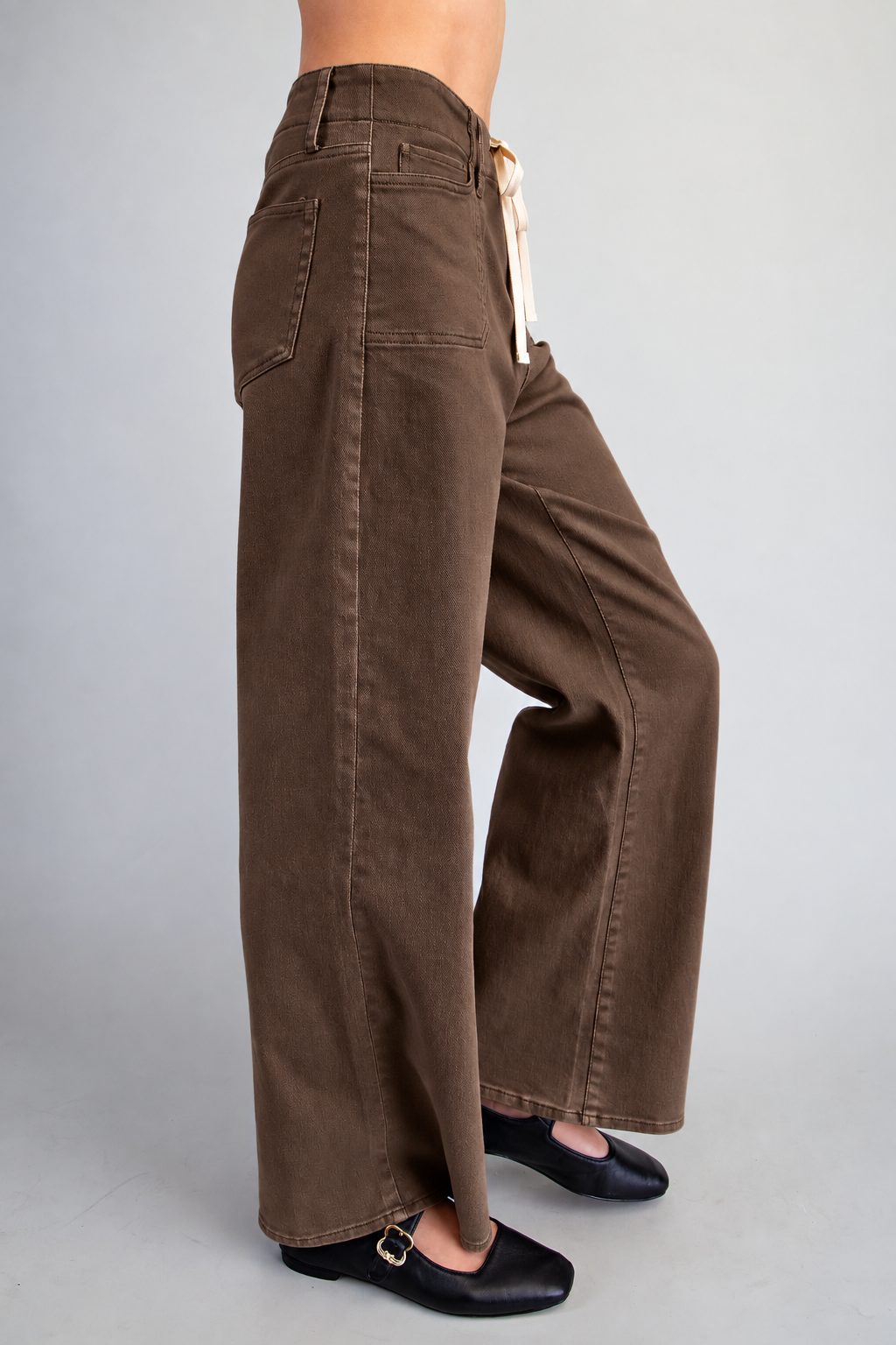 Drawstring Patch Pocket Pants