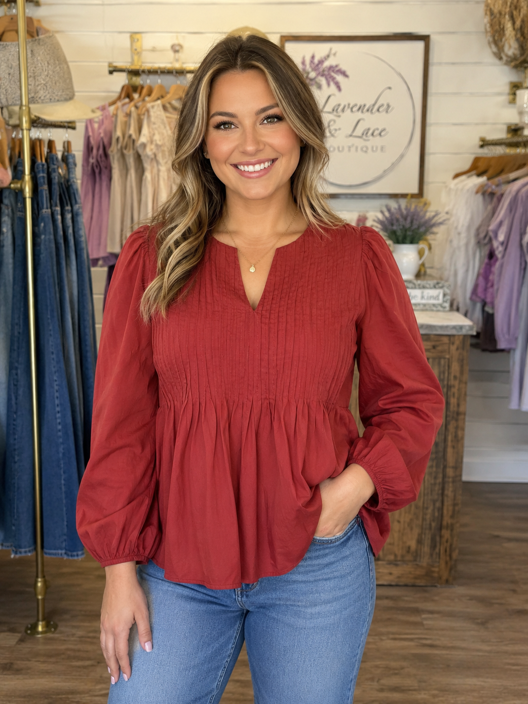 Entro Burgundy 3/4 sleeve top